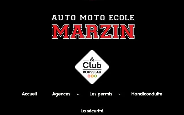 Page d'accueil du site de l'auto-école Marzin