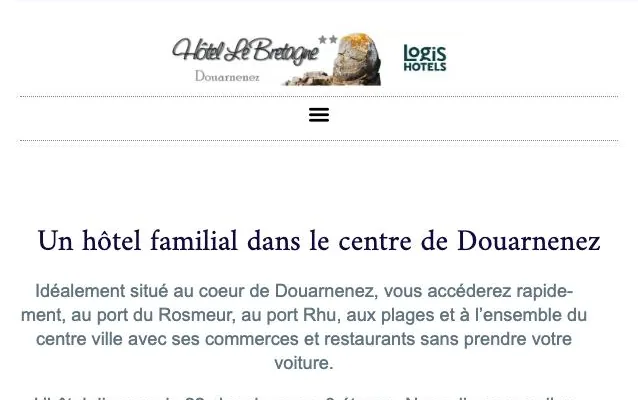 Page d'accueil du site de l'hôtel Le Bretagne